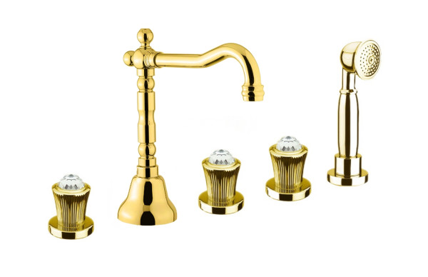 Смеситель на борт ванны Fiore VENERE SKY (SWAROVSKI®) 13OO0607, золото. Фото 1