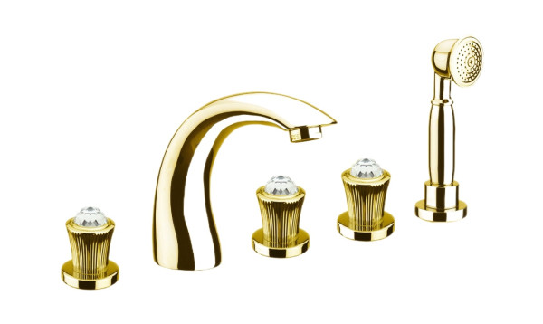 Смеситель на борт ванны Fiore VENERE SKY (SWAROVSKI®) 13OO0608, золото. Фото 1