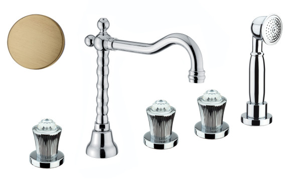 Смеситель на борт ванны Fiore VENERE SKY (SWAROVSKI®) 13ZZ0607, бронза. Фото 1