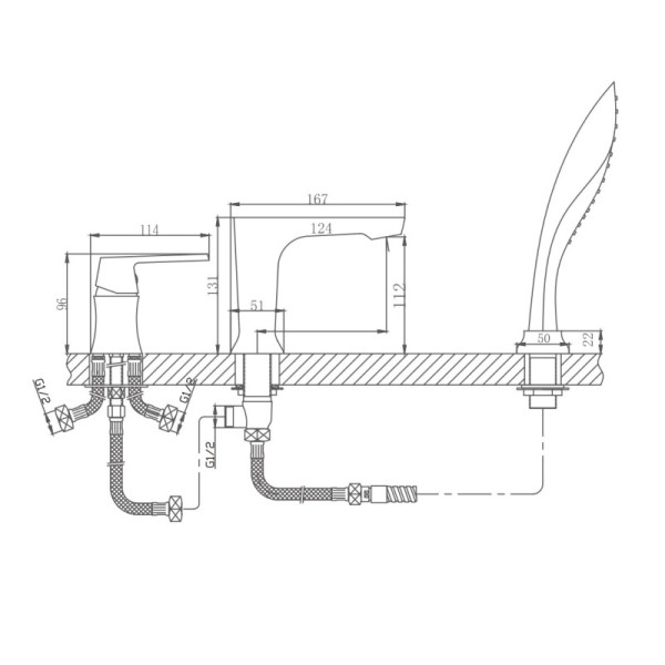 Смеситель на борт ванны Haiba HB80804, белый. Фото 2