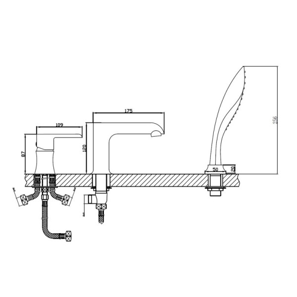 Смеситель на борт ванны Haiba HB80805-7, черный. Фото 2