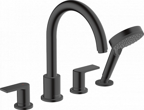 Смеситель на борт ванны Hansgrohe Vernis Shape, матовый чёрный (71459670). Фото 1