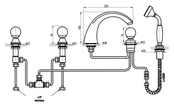 Смеситель на борт ванны Rav Slezak Brilliance BRILLIANCE169.5PZ. Фото 2