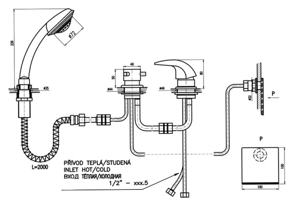 Смеситель на борт ванны Rav Slezak Dunaj D463.5P. Фото 2