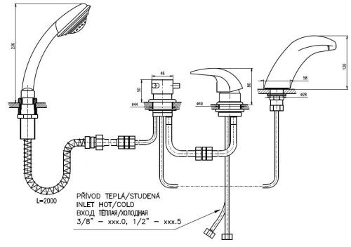 Смеситель на борт ванны Rav Slezak Dunaj D471.5PZ. Фото 2