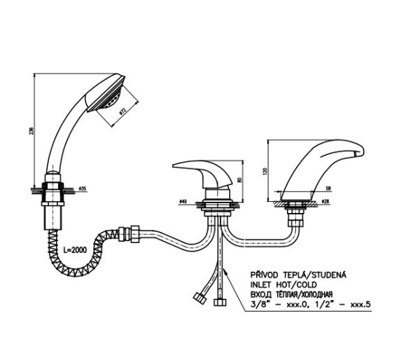 Смеситель на борт ванны Rav Slezak Dunaj D471.5YZ. Фото 2