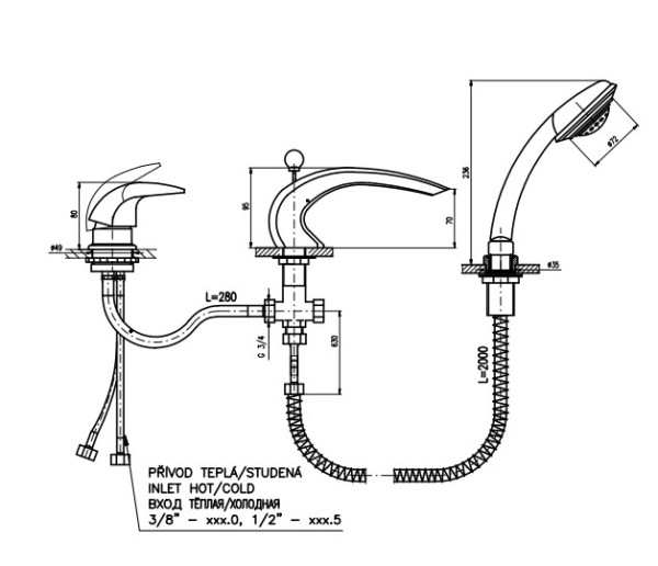 Смеситель на борт ванны Rav Slezak Dunaj D472.5SZ. Фото 2
