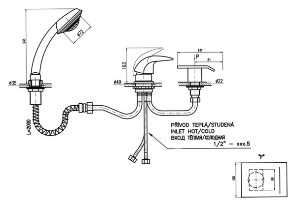 Смеситель на борт ванны Rav Slezak Dunaj D473.5YZ. Фото 2