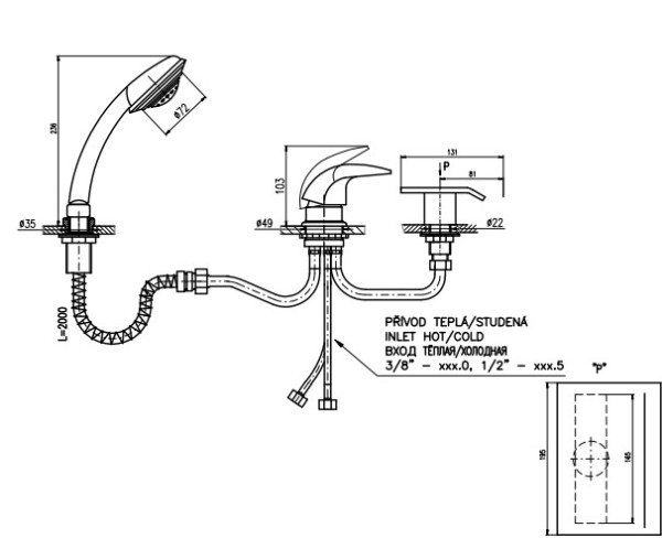 Смеситель на борт ванны Rav Slezak Dunaj D474.5YZ. Фото 2