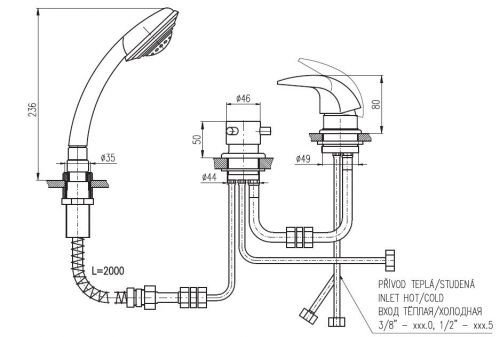 Смеситель на борт ванны Rav Slezak Dunaj D475.5P. Фото 2