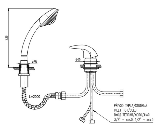Смеситель на борт ванны Rav Slezak Dunaj D475.5YZ. Фото 2