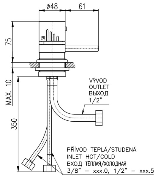 Смеситель на борт ванны Rav Slezak Dunaj Termostat DT268.5. Фото 2
