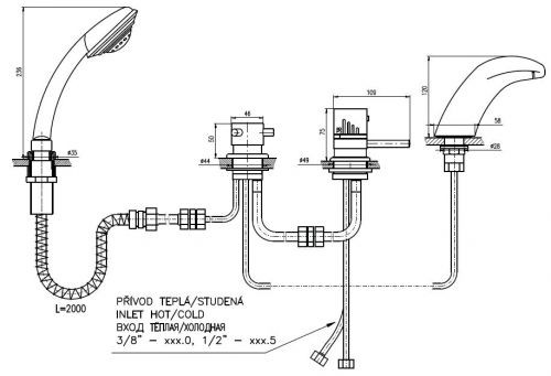 Смеситель на борт ванны Rav Slezak Dunaj Termostat DT271.5PZ. Фото 2