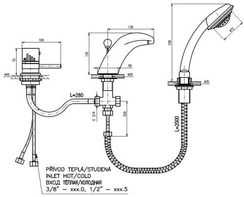 Смеситель на борт ванны Rav Slezak Dunaj Termostat DT271.5SZ. Фото 2