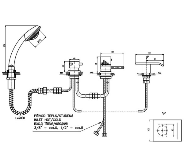 Смеситель на борт ванны Rav Slezak Dunaj Termostat DT273.5PZ. Фото 2
