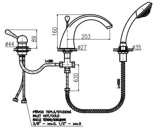 Смеситель на борт ванны Rav Slezak Labe L069.5SSM. Фото 2