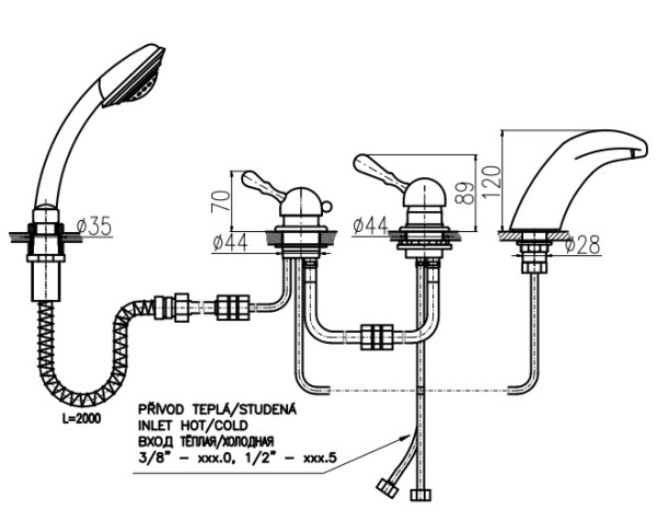 Смеситель на борт ванны Rav Slezak Labe L071.5PSM. Фото 2
