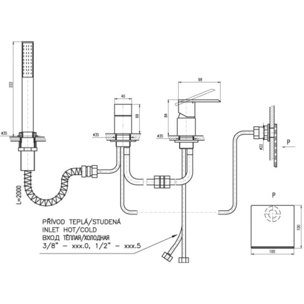 Смеситель на борт ванны Rav Slezak Loira LR563.5P. Фото 2
