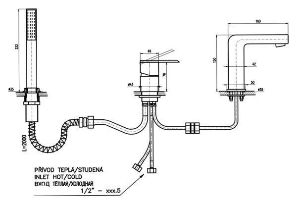 Смеситель на борт ванны Rav Slezak Loira LR565.5YZ. Фото 2