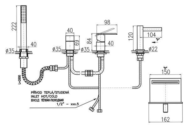 Смеситель на борт ванны Rav Slezak Loira LR566.5P. Фото 2