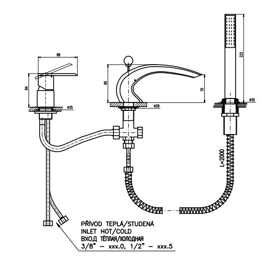 Смеситель на борт ванны Rav Slezak Loira LR572.5S. Фото 2