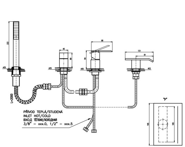 Смеситель на борт ванны Rav Slezak Loira LR574.5PZ. Фото 2