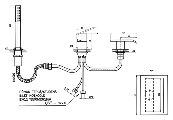 Смеситель на борт ванны Rav Slezak Loira LR574.5YZ. Фото 2