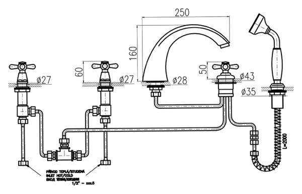 Смеситель на борт ванны Rav Slezak Morava MK169.5PSM. Фото 2