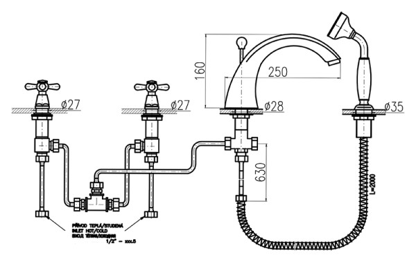 Смеситель на борт ванны Rav Slezak Morava MK169.5S. Фото 2