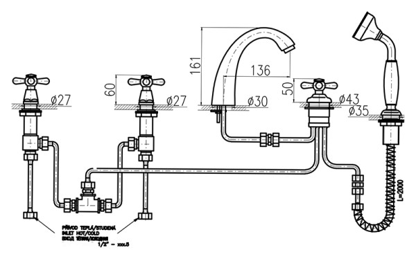 Смеситель на борт ванны Rav Slezak Morava MK176.5PSM. Фото 2
