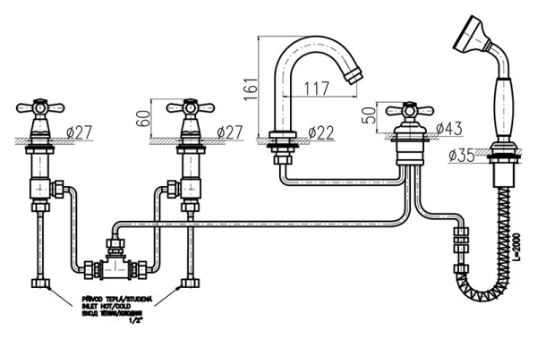 Смеситель на борт ванны Rav Slezak Morava MK462.5PSM. Фото 2