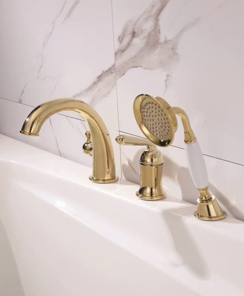 Смеситель на борт ванны Rose R0212E, золото. Фото 3
