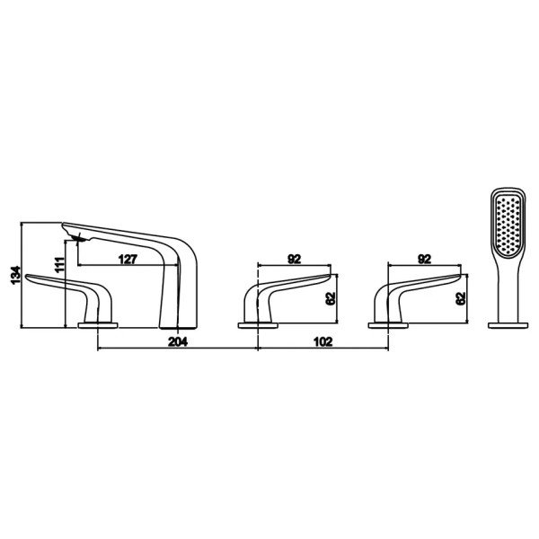 Смеситель на борт ванны Rose R1312, хром. Фото 2
