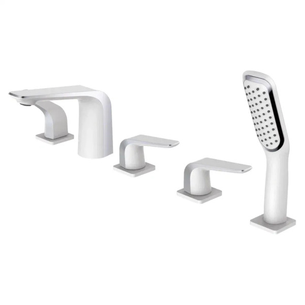 Смеситель на борт ванны Rose R1312F, белый/хром. Фото 1