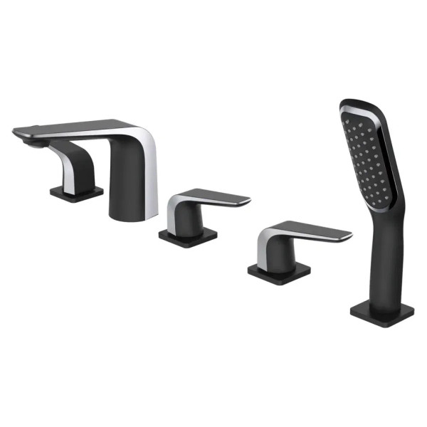 Смеситель на борт ванны Rose R1312H, черный. Фото 1