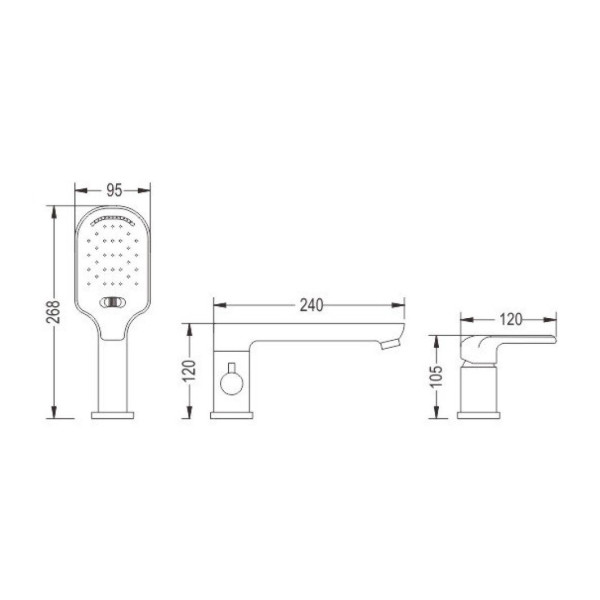 Смеситель на борт ванны Rose R2112F, белый/хром. Фото 2