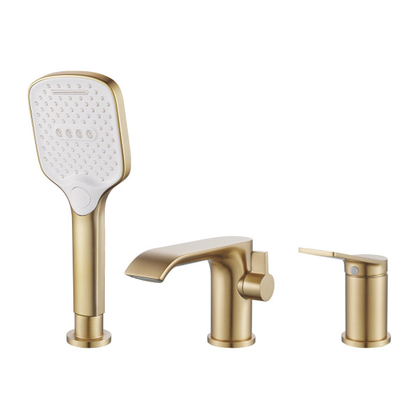 Смеситель на борт ванны Shevanik S4112G, золотой сатин. Фото 1