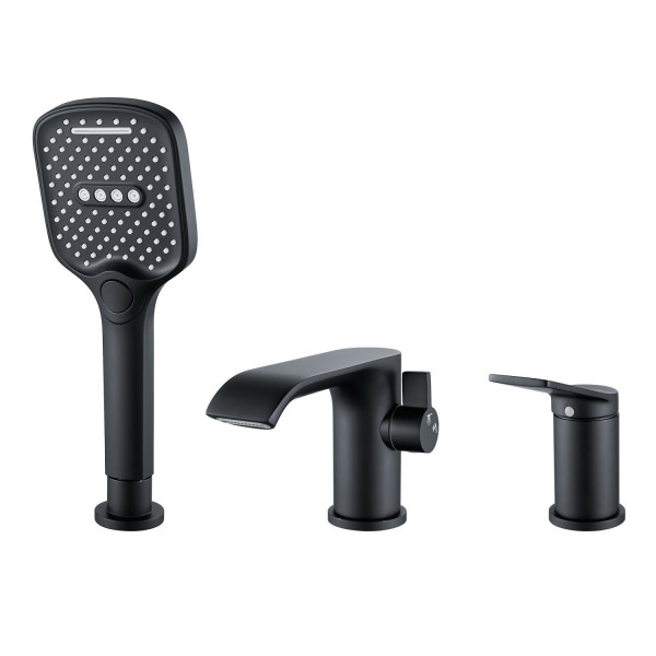 Смеситель на борт ванны Shevanik S4112H, черный. Фото 1