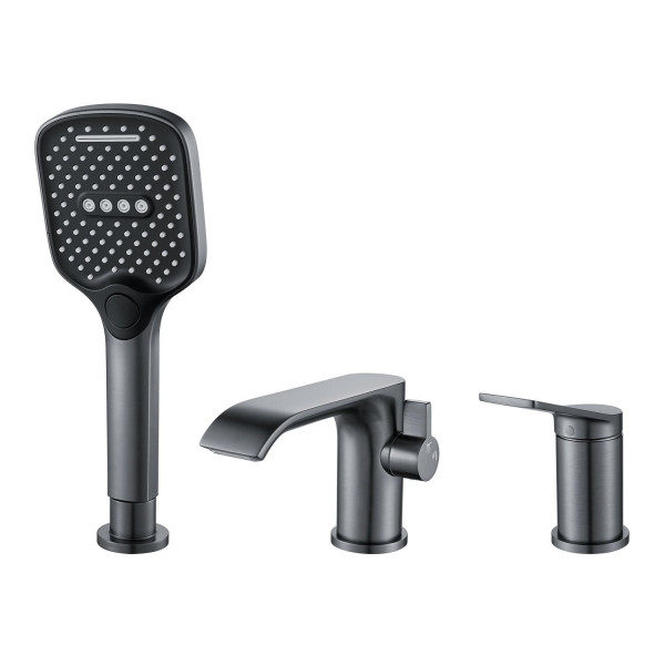 Смеситель на борт ванны Shevanik S4112T, оружейная сталь. Фото 1