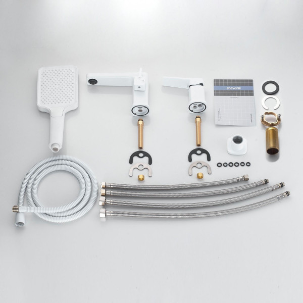 Смеситель на борт ванны Shevanik S9912C, белый. Фото 3