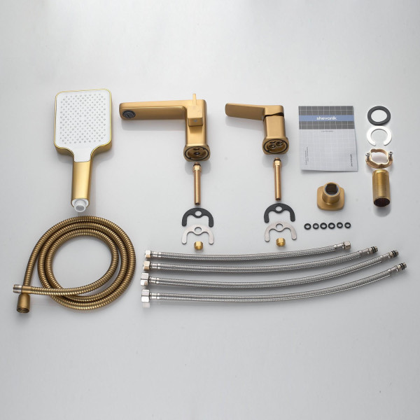 Смеситель на борт ванны Shevanik S9912G, золотой сатин. Фото 3