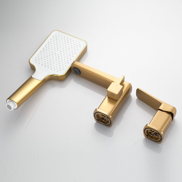 Смеситель на борт ванны Shevanik S9912G, золотой сатин. Фото 4