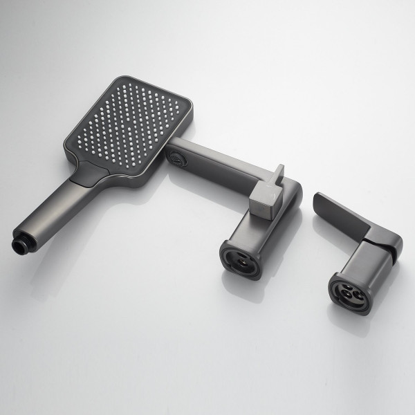 Смеситель на борт ванны Shevanik S9912T, оружейная сталь. Фото 4