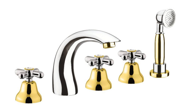 Смеситель на борт ванны Webert Armony AM730401017, хром/золото. Фото 1