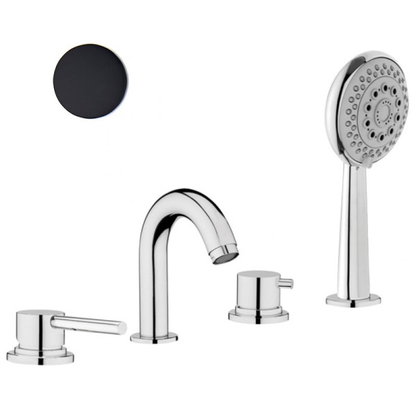 Смеситель на борт ванны Webert Elio EL850701560, черный. Фото 1