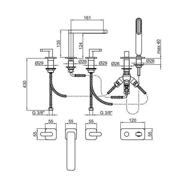 Смеситель на борт ванны Webert Living LV730401345, никель. Фото 2