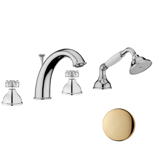 Смеситель на борт ванны Webert Ottocento OT730101010, золото. Фото 1