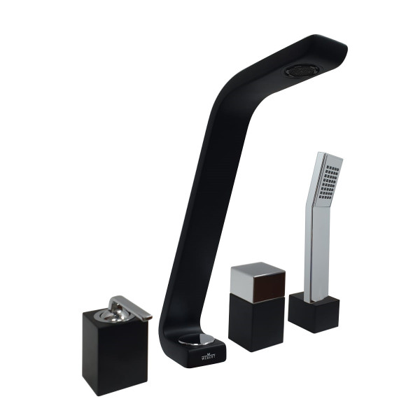 Смеситель на борт ванны Webert Wolo WO850701564, черный/хром. Фото 1