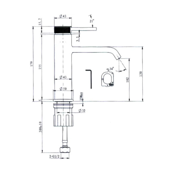 Смеситель на раковину SMARTFLOW SMF0102-A01BK, черный. Фото 2