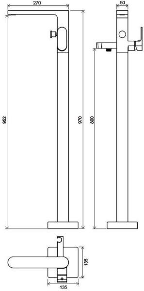 Смеситель напольный для ванны CR 080.00. Фото 2